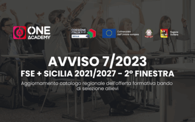 Avviso 7/2023 FSE+ Sicilia 2021/2027 – 2° Finestra – AGGIORNAMENTO CATALOGO REGIONALE DELL’OFFERTA FORMATIVA BANDI DI SELEZIONE ALLIEVI